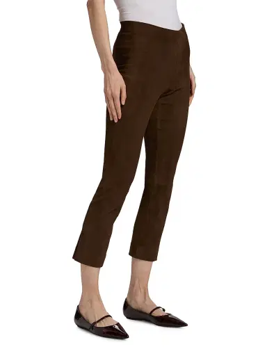 Vince Women's Suede Split-Hem Crop Pants - Chocolate | Thumbnail 4 Vince Women's Suede Split-Hem Crop Pants - Chocolate | Thumbnail 4