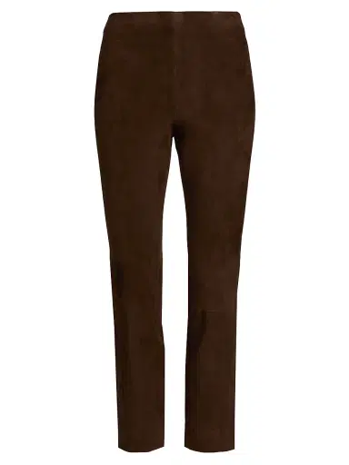Vince Women's Suede Split-Hem Crop Pants - Chocolate | Thumbnail 1 Vince Women's Suede Split-Hem Crop Pants - Chocolate | Thumbnail 1
