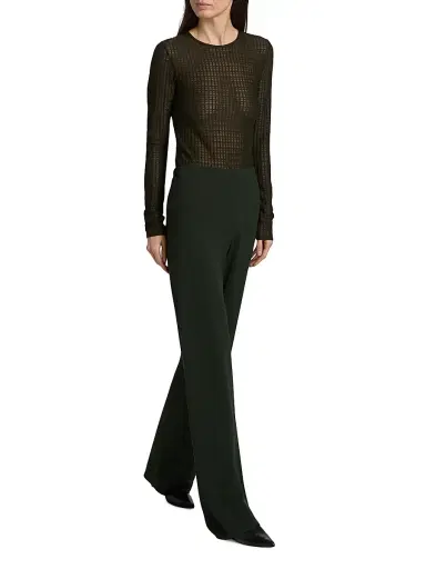 Vince Women's Shadow Grid Long-Sleeve Crewneck Top | Thumbnail 2