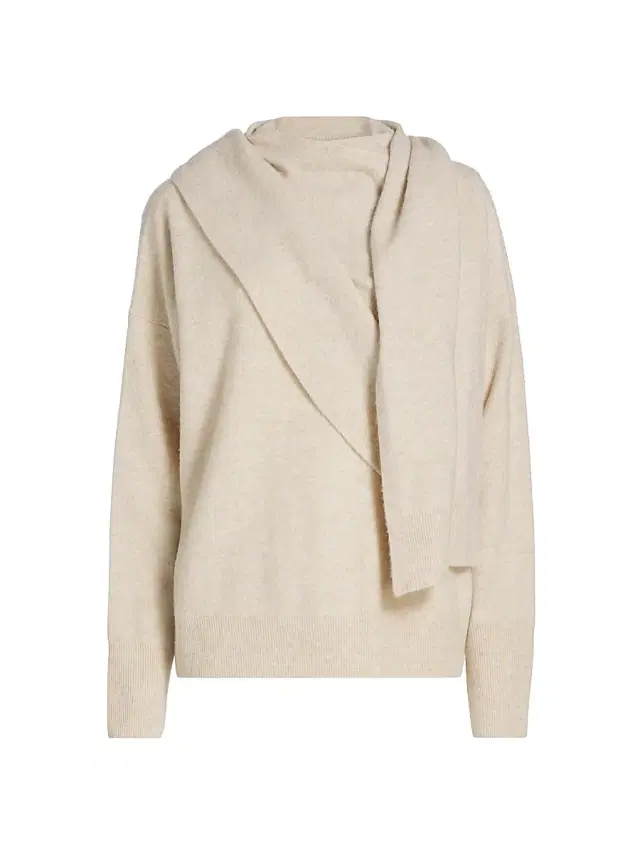 Women's Draped Wool-Cashmere Crewneck Sweater - Dove Oat