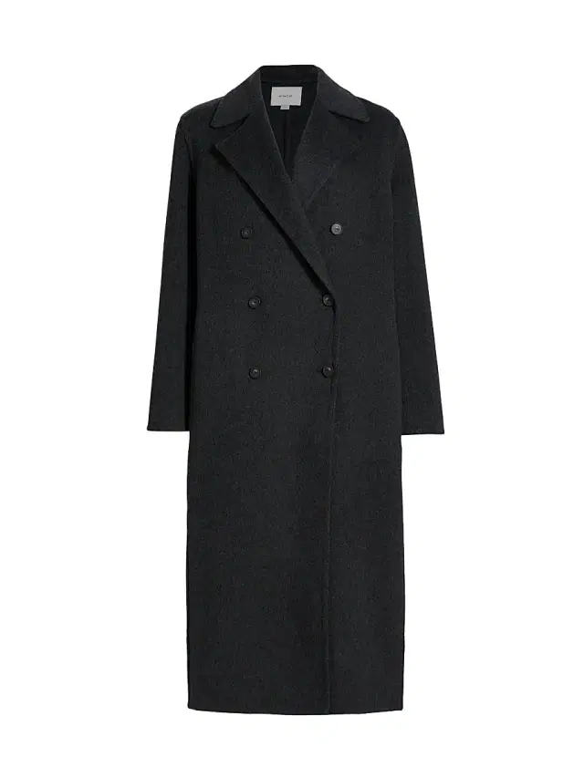Vince Women's Wool-Blend Double-Breasted Longline Coat - Charcoal