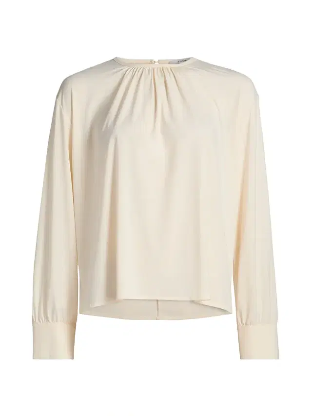Vince Women's Gathered Crewneck Blouse - Off White