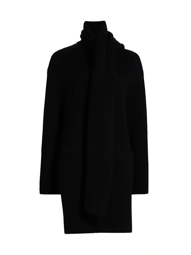 Vince Women's Draped Rib-Knit Car Coat - Black