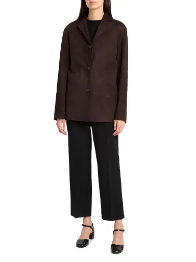 The Row Women's Fabian Suede Shirt Jacket - Dark Brown | Thumbnail 2