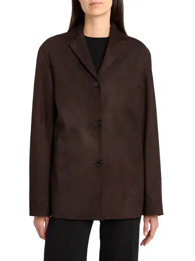 The Row Women's Fabian Suede Shirt Jacket - Dark Brown | Thumbnail 3
