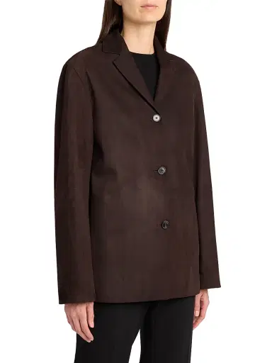 The Row Women's Fabian Suede Shirt Jacket - Dark Brown | Thumbnail 4