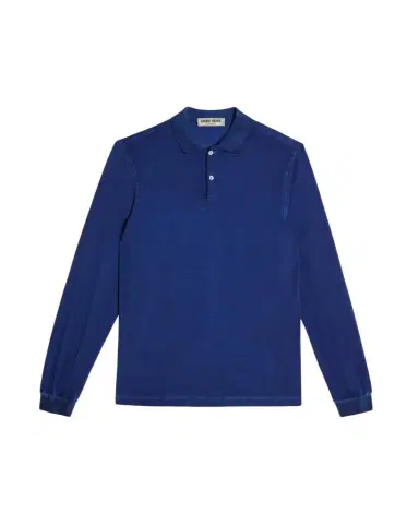 Emporio Sirenuse Long Sleeve Jersey Cotton Polo Shirt Blue | Thumbnail 1