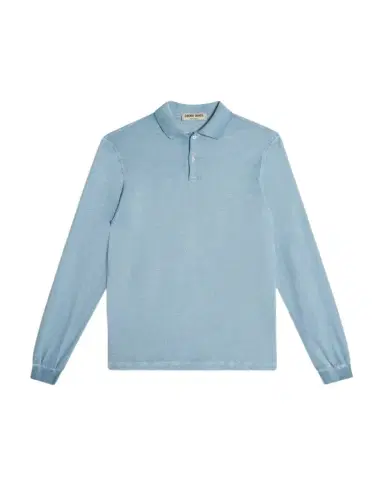 Emporio Sirenuse Long Sleeve Jersey Cotton Polo Shirt Light Blue | Thumbnail 1
