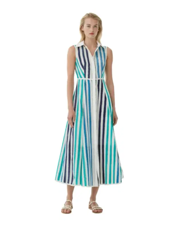 Miralda Dress in Ikat Stripes