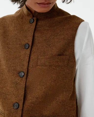 Emporio Sirenuse Nehru Vest in Himalayan Tweed | Thumbnail 2 Emporio Sirenuse Nehru Vest in Himalayan Tweed | Thumbnail 2