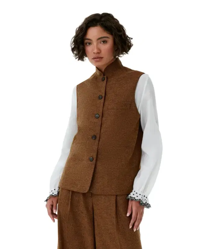 Emporio Sirenuse Nehru Vest in Himalayan Tweed