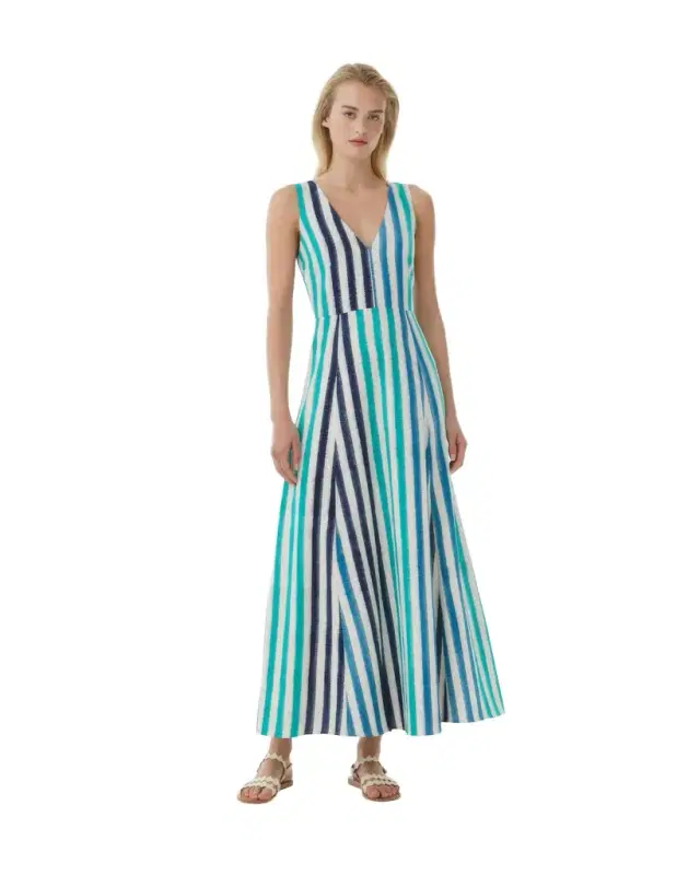 Nellie Dress in Ikat Stripes