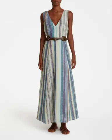 Emporio Sirenuse Nellie Dress In Rainbow Stripes | Thumbnail 2 Emporio Sirenuse Nellie Dress In Rainbow Stripes | Thumbnail 2