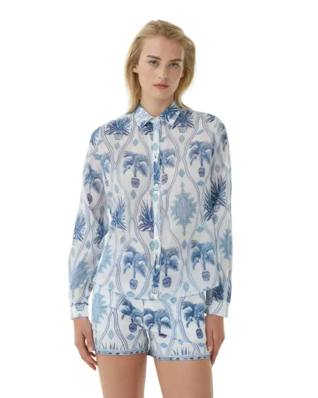 Odetta Shirt in Garden Mesh Print