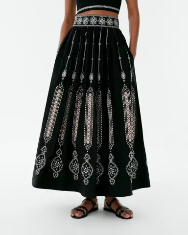 Emporio Sirenuse Ombretta Skirt with Byzantine Embroidery | Thumbnail 3