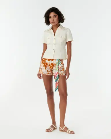 Emporio Sirenuse Short Twilly Scarf in Louis Barthélemy Print | Thumbnail 8