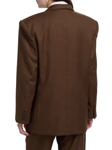 Ronny Kobo Women's 1988 Double-Breasted Wool-Blend Blazer - Chocolate Brown - Size XS | Thumbnail 5