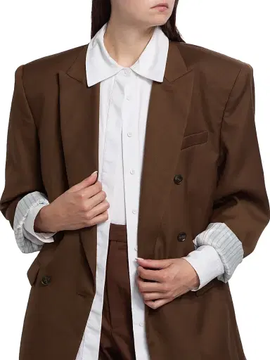 Ronny Kobo Women's 1988 Double-Breasted Wool-Blend Blazer - Chocolate Brown - Size XS | Thumbnail 6