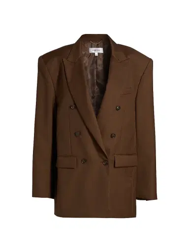 Ronny Kobo Women's 1988 Double-Breasted Wool-Blend Blazer - Chocolate Brown - Size XS | Thumbnail 1