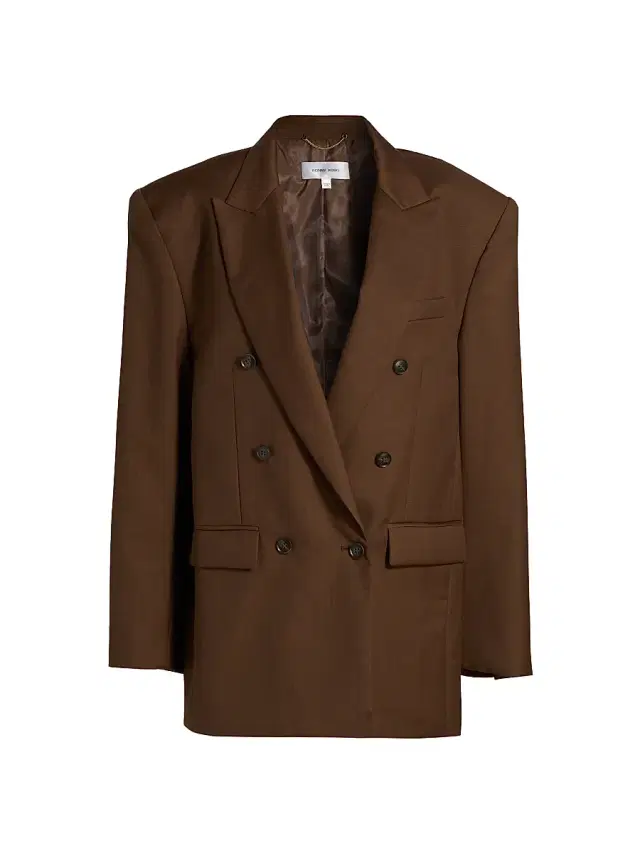 Ronny Kobo Women's 1988 Double-Breasted Wool-Blend Blazer - Chocolate Brown