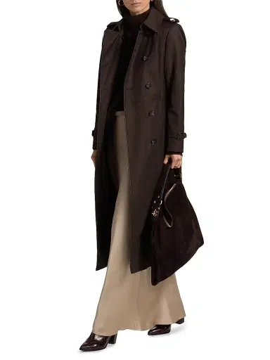 Mercer Collective Women's Faux Leather Trim Trench Coat - Chocolate | Thumbnail 2