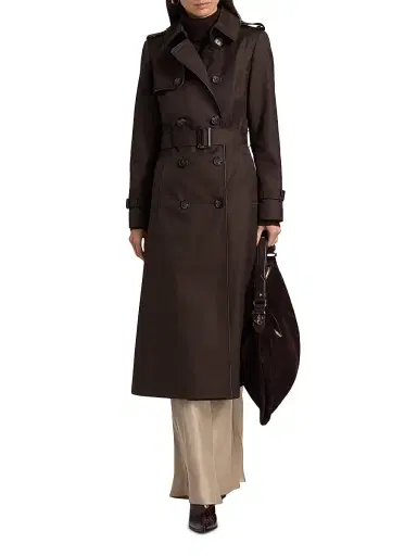 Mercer Collective Women's Faux Leather Trim Trench Coat - Chocolate | Thumbnail 3