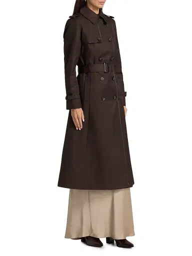 Mercer Collective Women's Faux Leather Trim Trench Coat - Chocolate | Thumbnail 4