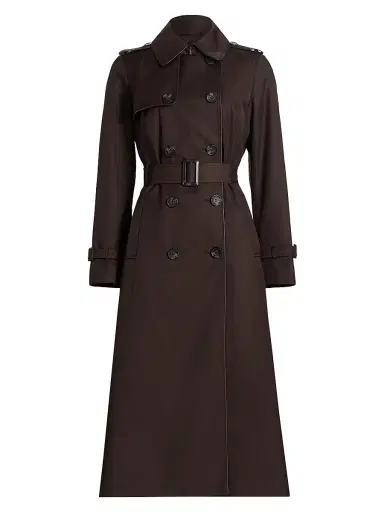 Mercer Collective Women's Faux Leather Trim Trench Coat - Chocolate | Thumbnail 1