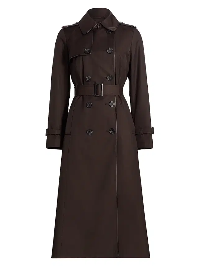 Mercer Collective Women's Faux Leather Trim Trench Coat - Chocolate