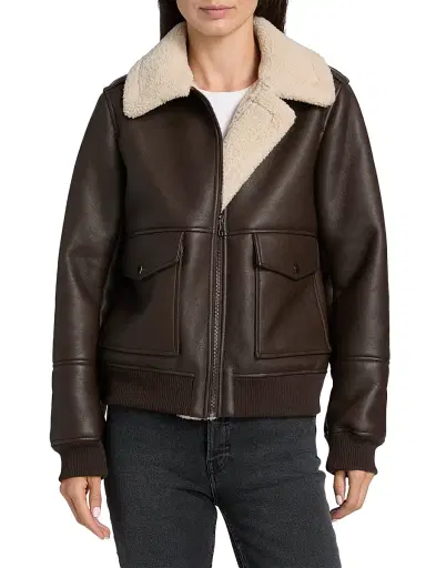 Mercer Collective Women's Sherpa & Faux-Leather Bomber Jacket | Thumbnail 3 Mercer Collective Women's Sherpa & Faux-Leather Bomber Jacket | Thumbnail 3