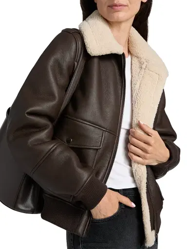 Mercer Collective Women's Sherpa & Faux-Leather Bomber Jacket | Thumbnail 6 Mercer Collective Women's Sherpa & Faux-Leather Bomber Jacket | Thumbnail 6