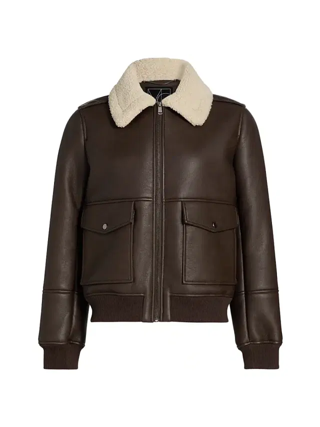 Mercer Collective Women's Sherpa & Faux-Leather Bomber Jacket - Chocolate