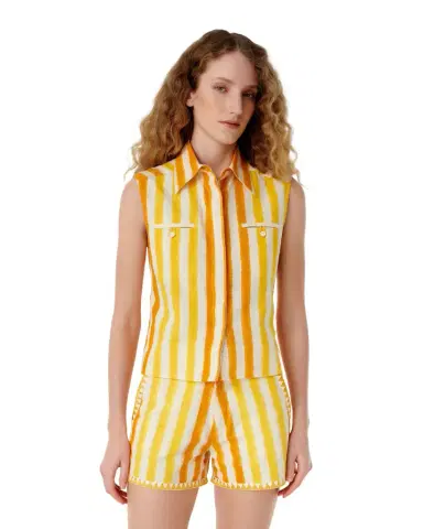 Emporio Sirenuse Ylenia Top in Ikat Stripes | Thumbnail 1 Emporio Sirenuse Ylenia Top in Ikat Stripes | Thumbnail 1