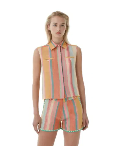 Emporio Sirenuse Ylenia Top in Rainbow Stripes | Thumbnail 1 Emporio Sirenuse Ylenia Top in Rainbow Stripes | Thumbnail 1