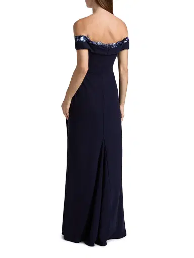Rene Ruiz Collection Women's Off-The-Shoulder Crepe Gown - Navy - Size 14 | Thumbnail 5 Rene Ruiz Collection Women's Off-The-Shoulder Crepe Gown - Navy - Size 14 | Thumbnail 5