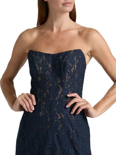Rene Ruiz Collection Women's Strapless Lace Mermaid Gown - Navy - Size 16 | Thumbnail 6 Rene Ruiz Collection Women's Strapless Lace Mermaid Gown - Navy - Size 16 | Thumbnail 6