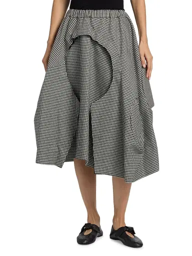 Comme des Garçons Women's Gingham Wool Midi-Skirt - Black Ecru | Thumbnail 3 Comme des Garçons Women's Gingham Wool Midi-Skirt - Black Ecru | Thumbnail 3