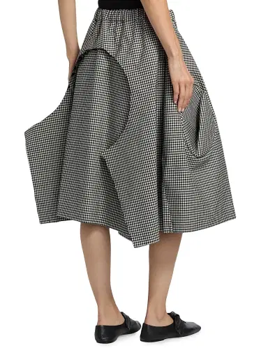 Comme des Garçons Women's Gingham Wool Midi-Skirt - Black Ecru | Thumbnail 5 Comme des Garçons Women's Gingham Wool Midi-Skirt - Black Ecru | Thumbnail 5