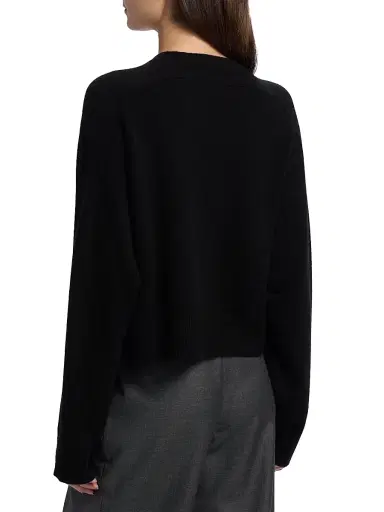 Loulou de Saison Women's Anzor Cashmere V-Neck Boxy Sweater - Black - Size Medium | Thumbnail 5