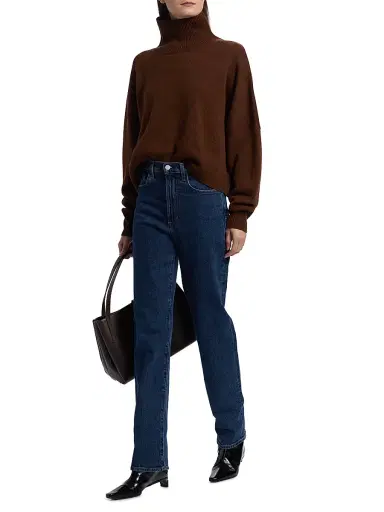 Loulou de Saison Women's Luke Wool-Cashmere Turtleneck Sweater - Brown | Thumbnail 2 Loulou de Saison Women's Luke Wool-Cashmere Turtleneck Sweater - Brown | Thumbnail 2