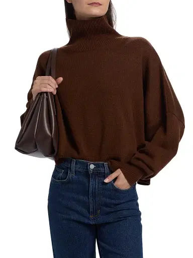Loulou de Saison Women's Luke Wool-Cashmere Turtleneck Sweater - Brown | Thumbnail 3 Loulou de Saison Women's Luke Wool-Cashmere Turtleneck Sweater - Brown | Thumbnail 3