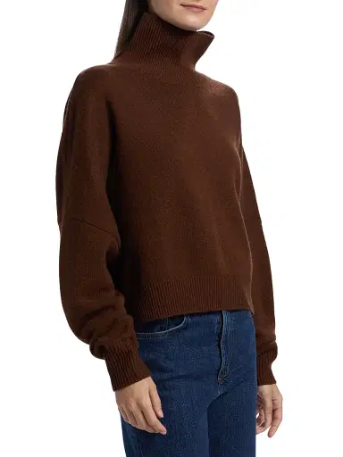 Loulou de Saison Women's Luke Wool-Cashmere Turtleneck Sweater - Brown | Thumbnail 4 Loulou de Saison Women's Luke Wool-Cashmere Turtleneck Sweater - Brown | Thumbnail 4