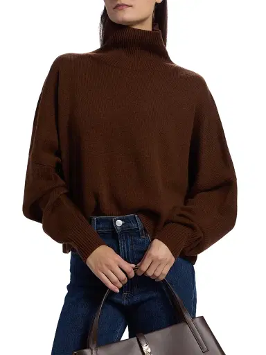 Loulou de Saison Women's Luke Wool-Cashmere Turtleneck Sweater - Brown | Thumbnail 6 Loulou de Saison Women's Luke Wool-Cashmere Turtleneck Sweater - Brown | Thumbnail 6