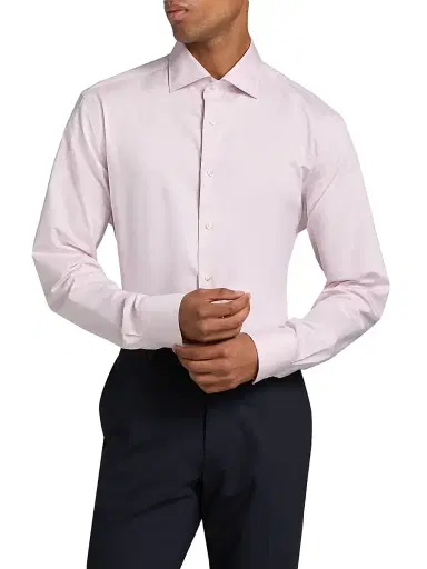 Canali Men's Solid Cotton Dress Shirt - Light Pink - Size 17.5 | Thumbnail 3 Canali Men's Solid Cotton Dress Shirt - Light Pink - Size 17.5 | Thumbnail 3