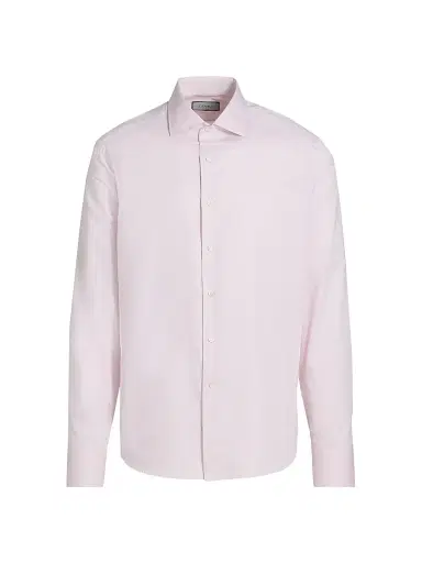 Canali Men's Solid Cotton Dress Shirt - Light Pink - Size 17.5 | Thumbnail 1 Canali Men's Solid Cotton Dress Shirt - Light Pink - Size 17.5 | Thumbnail 1