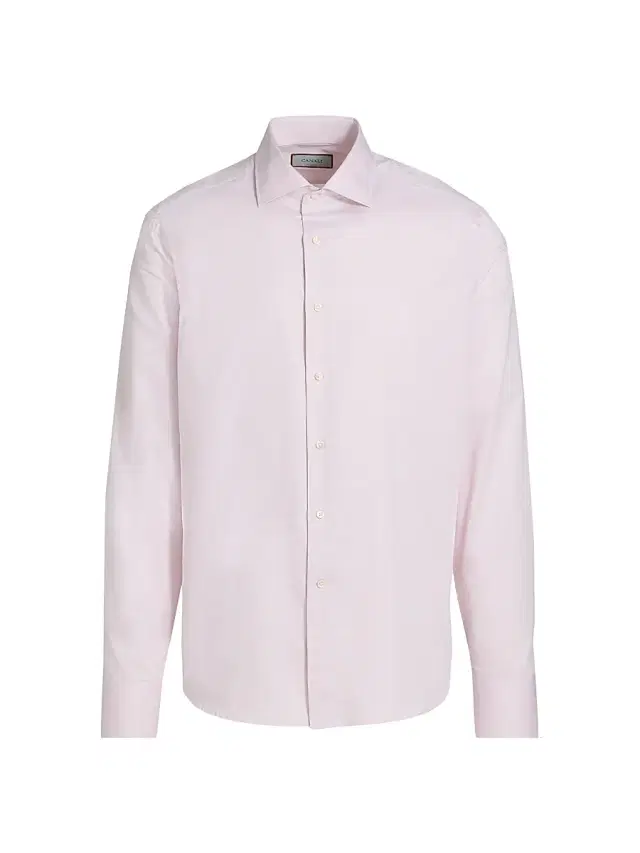 Canali Men's Solid Cotton Dress Shirt - Light Pink
