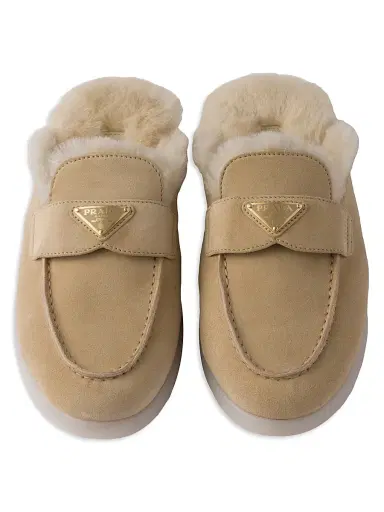 Prada Women's Suede and Shearling Slippers | Thumbnail 2 Prada Women's Suede and Shearling Slippers | Thumbnail 2