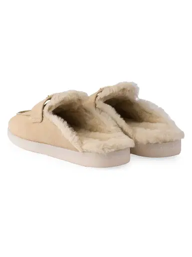 Prada Women's Suede and Shearling Slippers | Thumbnail 3 Prada Women's Suede and Shearling Slippers | Thumbnail 3