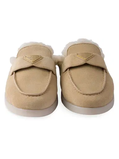 Prada Women's Suede and Shearling Slippers | Thumbnail 4 Prada Women's Suede and Shearling Slippers | Thumbnail 4