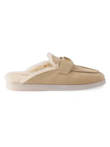 Prada Women's Suede and Shearling Slippers | Thumbnail 1 Prada Women's Suede and Shearling Slippers | Thumbnail 1